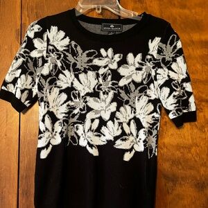 Black & White Floral Crewneck Sweater